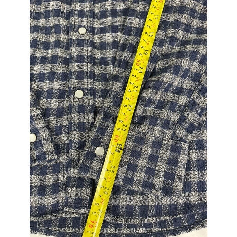 AMERICAN RAG MENS CHECK BLUE GREY WESTERN STYLE SNAP BUTTON FRONT SHIRT LARGE - Picture 4 of 6